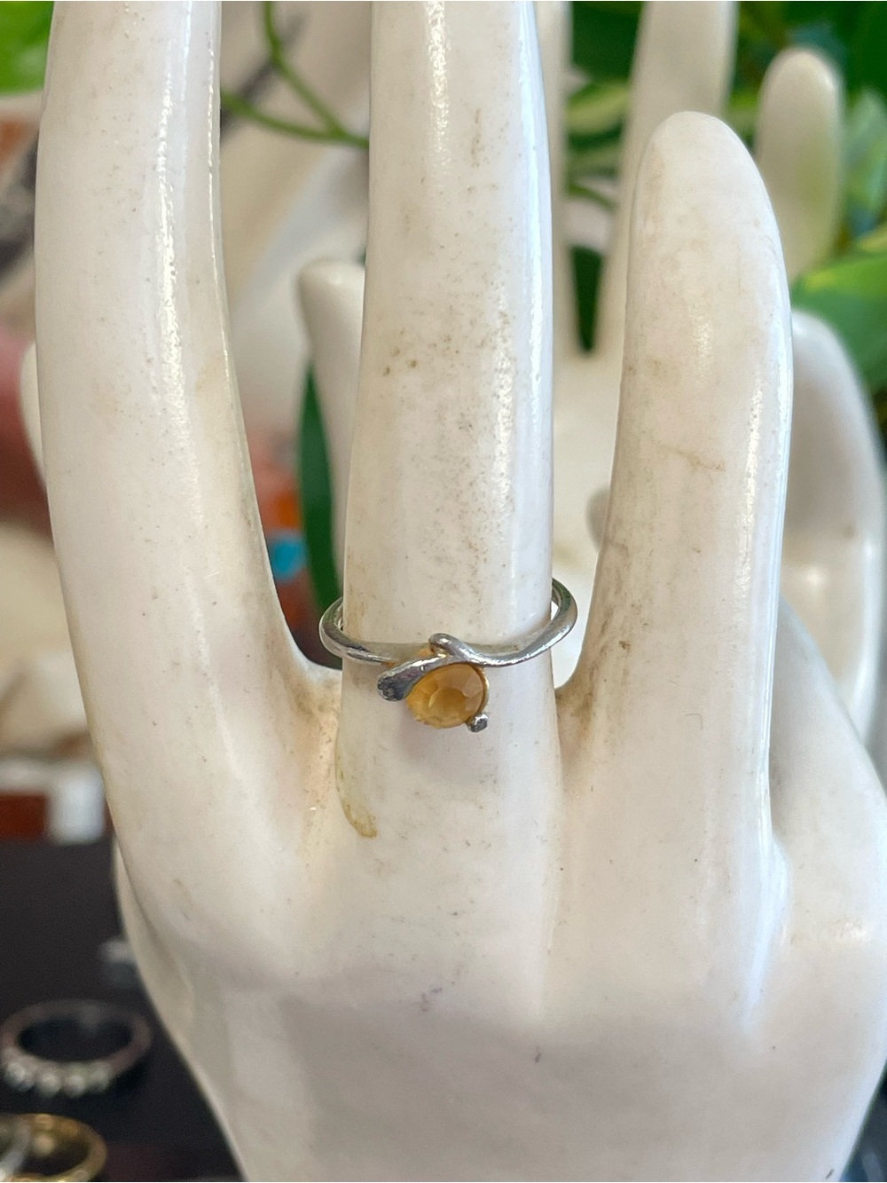 Silver Ring with Honey Yellow Gemstone